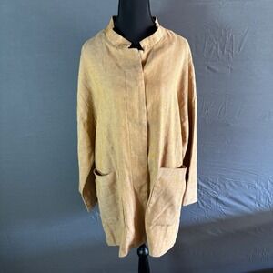 OSKA Women's Linen Blend Herringbone Tunic‎ Top Jacket with Pockets 1